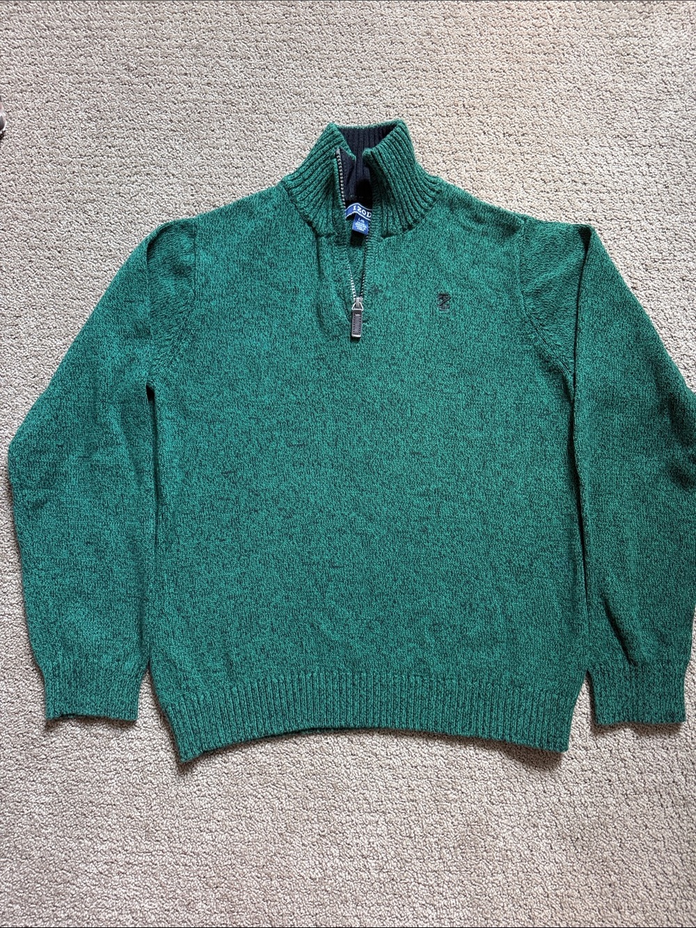 IZOD Boys Green Quarter-Zip Sweater